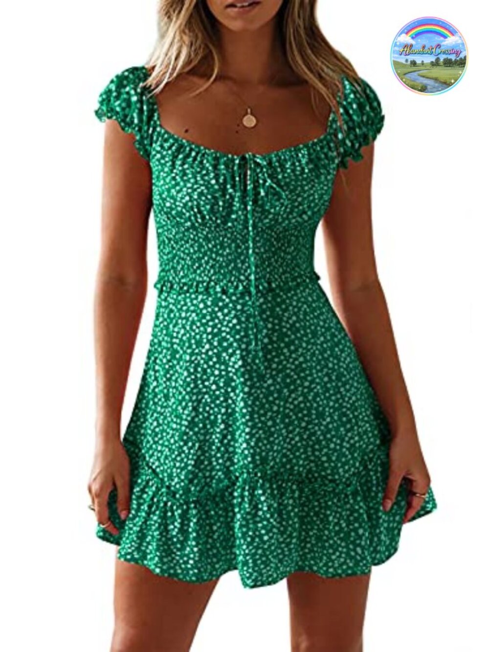 Womens Summer Floral Sundress Ruffle Sleeve Sweetheart Mini Dress